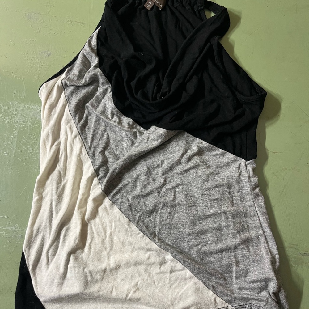 Fenn Wright Manson Asymmetrical Black and Gray Tank Top
